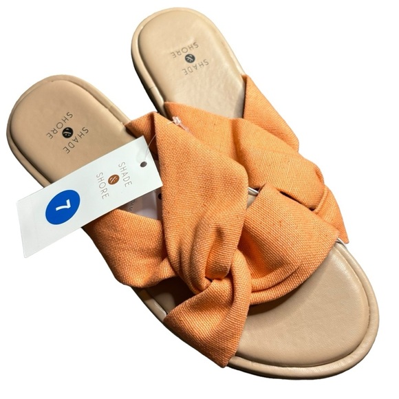 Shade & Shore Shoes - Shade and Shore Slip On Flat Sandal w/Memory Foam-Orange/Tan NWT Size 7